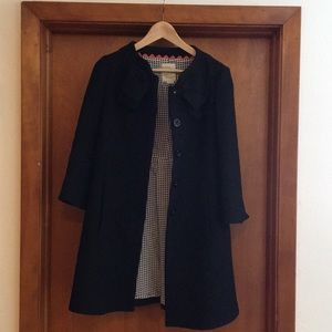 Elevenses Anthropologie Black Boiled Wool Coat